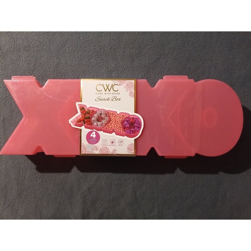 CWC Cook With Color XOXO Snack Box 4 Compartment Pink BPA-Free